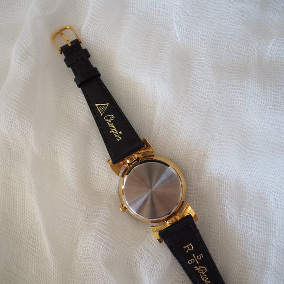 Pierre Nicol gold crystal lug faceted black leather watch - Picture 11 of 14